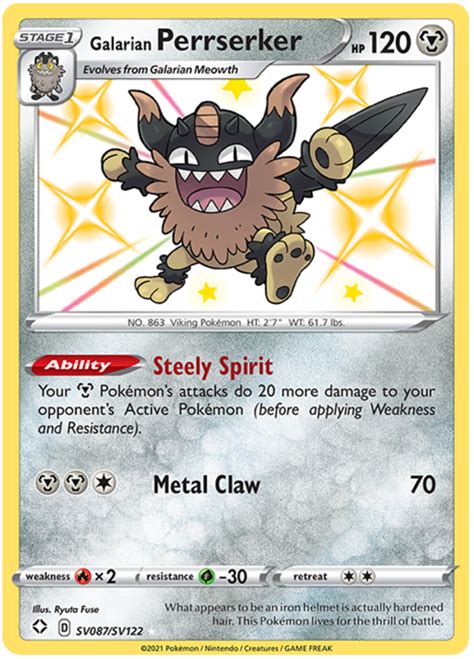 Galarian Perrserker - Shining Fates #SV87 Pokemon Card