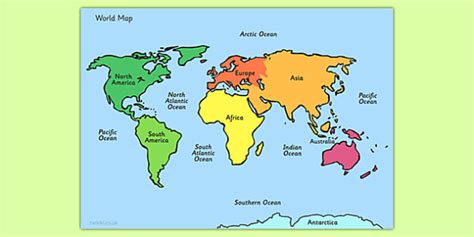 Map of the World Labelled - Geography Resource - Twinkl