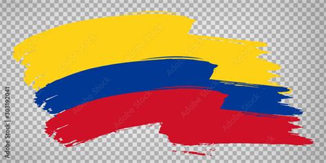 Flag Republic of Colombia, brush stroke background. Waving Flag of ...