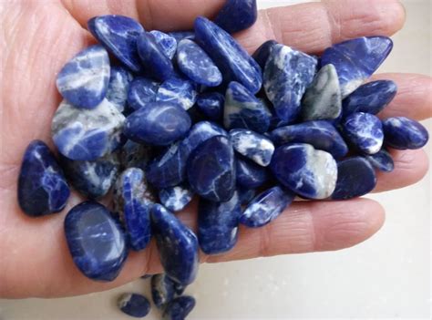 50G Blue Sodalite Tumbled Polished Rocks and Minerals Reiki Healing Crystals -in Stones from ...