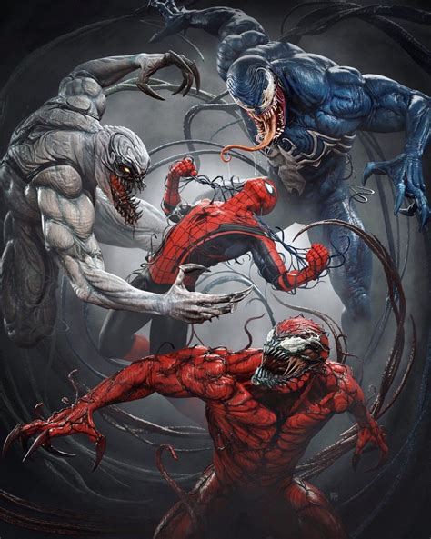 Spider-Man Vs Venom, Carnage & Anti-Venom | Venom da marvel, Venom quadrinhos, Arte da marvel