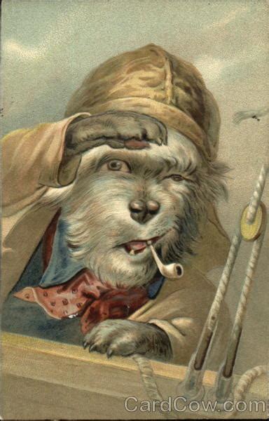 Dog smoking pipe on ship Dogs