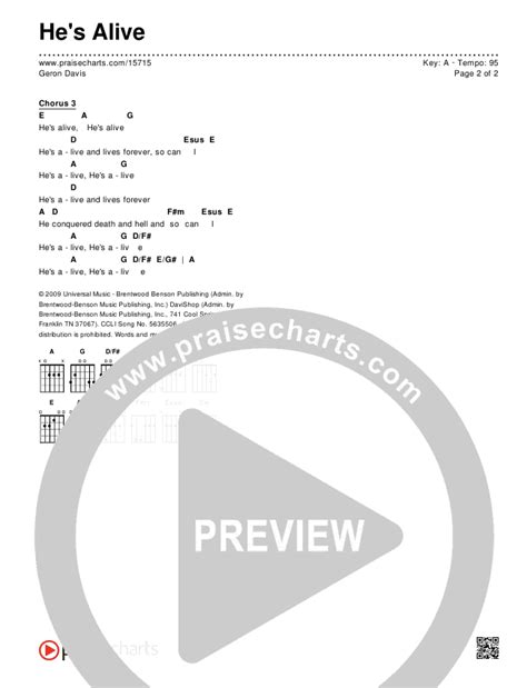 He's Alive Chords PDF (Geron Davis) - PraiseCharts