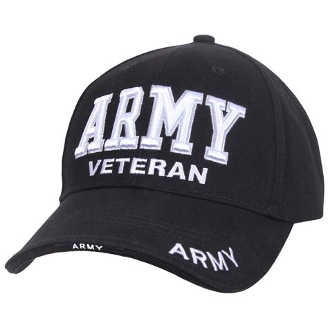Army Veteran Black Embroidered Military Baseball Cap