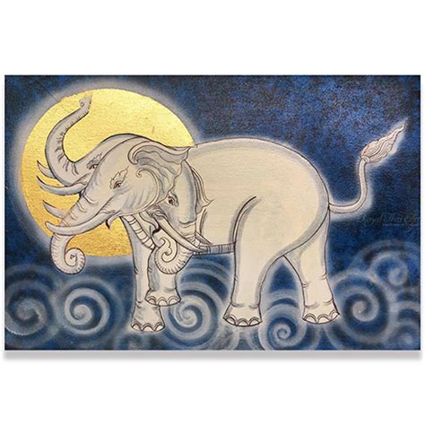 Elephant Art Mythical Erawan God Famous Asian Painting l Royal Thai Art