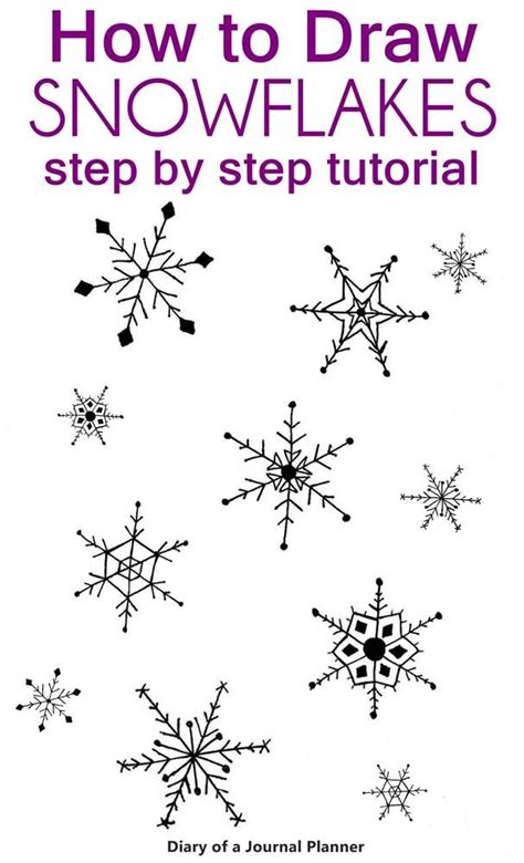 How to draw snowflake doodles step by step tutorials with a free printable to practice your ...