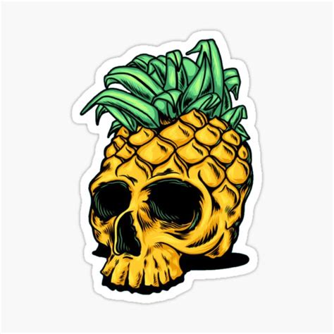 "Pineapple Skull" Sticker for Sale by dailygreentalk | Redbubble