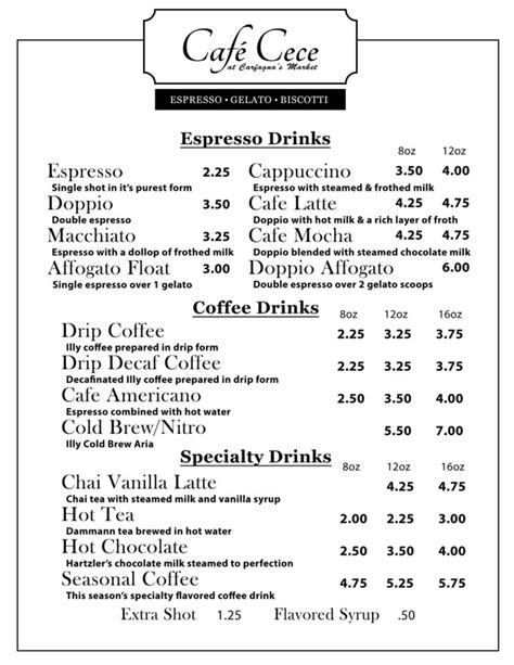 Café Cece Menu – Carfagna's