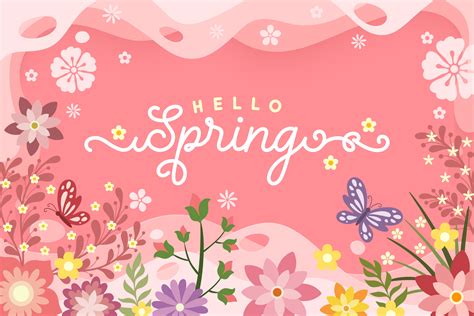 ''Hello Spring'' Floral Poster 699467 Vector Art at Vecteezy