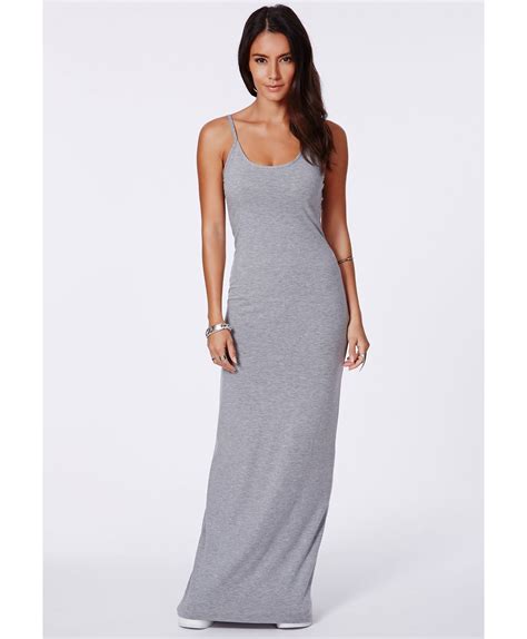 Lyst - Missguided Tamirka Grey Strappy Jersey Maxi Dress in Gray