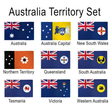 Set of 9 Australia State & Territory Flags 3x5ft Australian House Flags Set | eBay