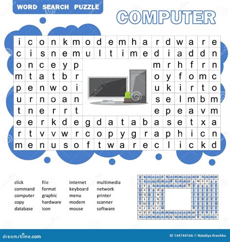 Educational Game For Kids. Word Search Puzzle With Computer Items. Kids ...