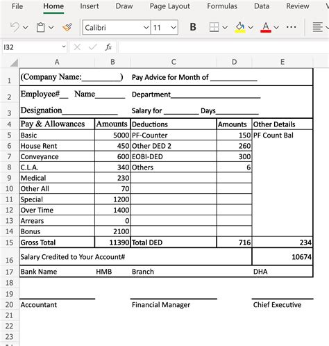 Salary Slip Format in Excel and Word | SemiOffice.Com