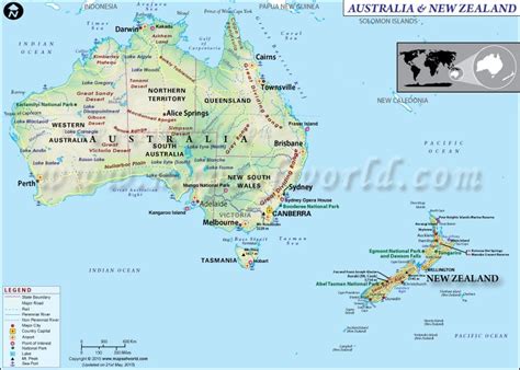 Map of Australia and New Zealand