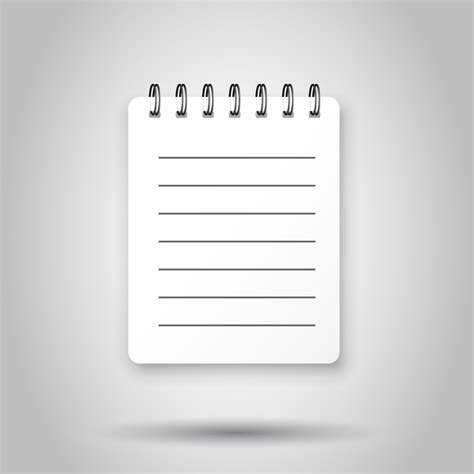 Blank mock up notepad icon in transparent style. Notebook with lined vector illustration on ...