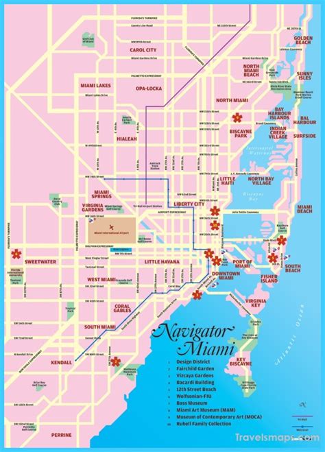 Map of Miami Florida - TravelsMaps.Com