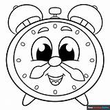 Cartoon Clock Coloring Page  Easy Drawing Guides sketch template