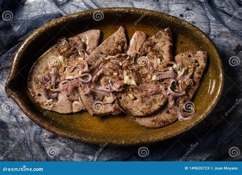 Higado Encebollado, a Spanish Recipe of Cow Liver Stock Image - Image of nutrition, cuisine ...