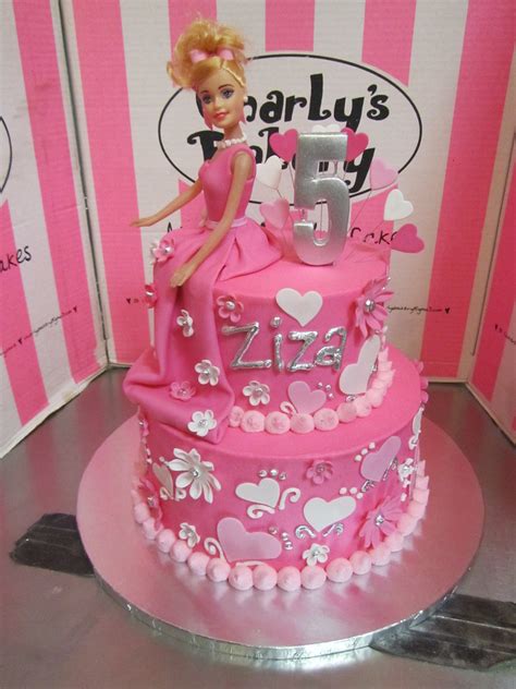 2-tier Barbie themed 5th birthday cake in shades of pink | Flickr