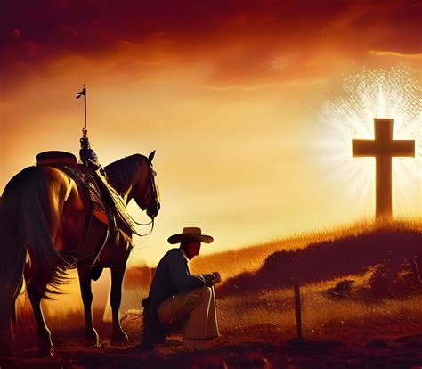 Cowboy Praying at Cross Cowboy Kneeling (Craft Graphics) | by ...