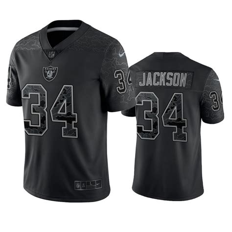 Bo Jackson 34 Las Vegas Raiders Black Reflective Limited Jersey - Men ...