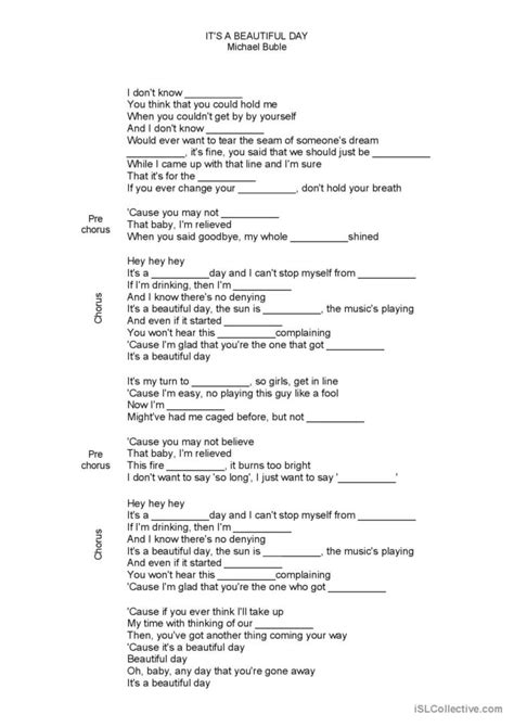 Song Michael Buble -- It's a beautif…: English ESL worksheets pdf & doc