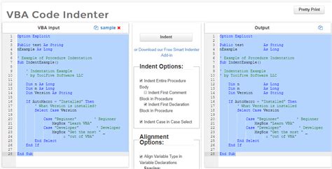 VBA Code Indenter, Formatter, & Cleaner - Free Add-in