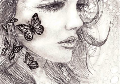 Drawing of woman with butterflies | Butterfly drawing, Drawings, Woman drawing