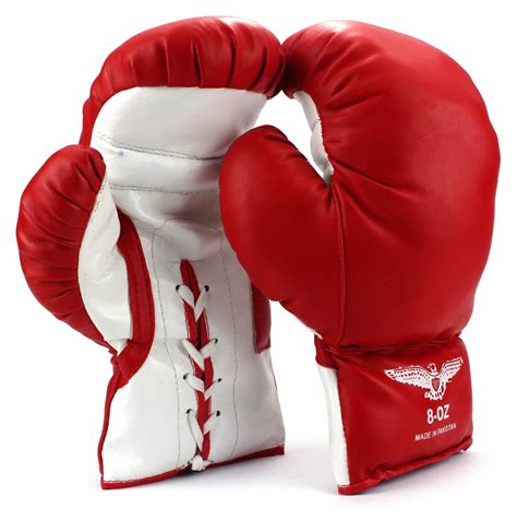 Pair of 8 Oz Children Kids Youth Lace Up Training Boxing Gloves w/ Soft Padding, Durable ...