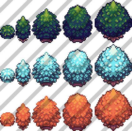 ArtStation - Pixel Art: Sprites (Trees) - Summer | Game Assets