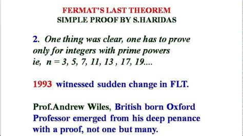 Fermat's Last Theorem Simple Proof (General) by S.Haridas - YouTube