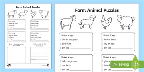 Farm Animal Puzzles Writing Worksheet / Worksheet - World Around Us KS2