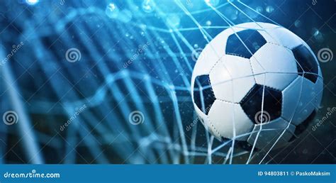 Soccer ball in goal stock image. Image of victory, football - 94803811