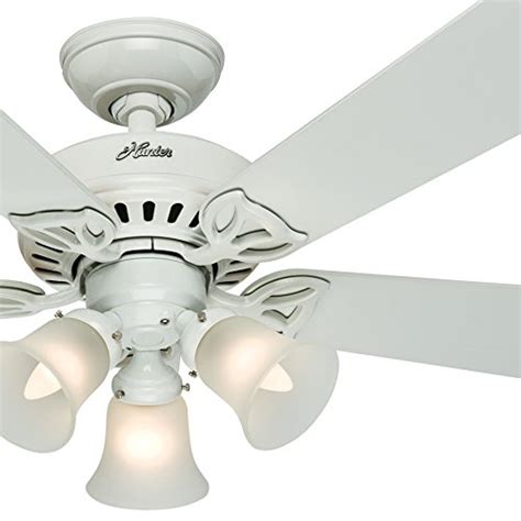 Hunter Fan 42" Traditional White Ceiling Fan with 3-Light Kit and Clear ...