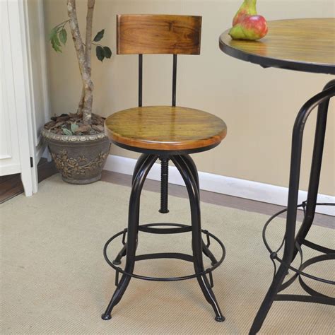 Adjustable Height vintage look bar/kitchen island STOOL metal & wood industrial | Adjustable ...