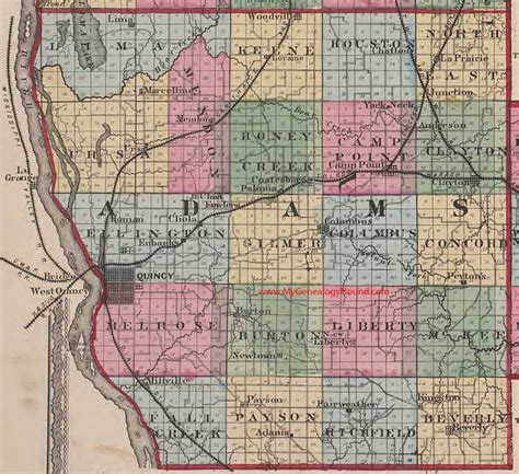 Adams County, Illinois 1870 Map