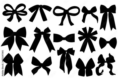 bow ribbon silhouette vector. Black ribbon bow tie graphic elements for ...