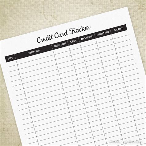 Credit Card Tracker Printable – Moderntype Designs