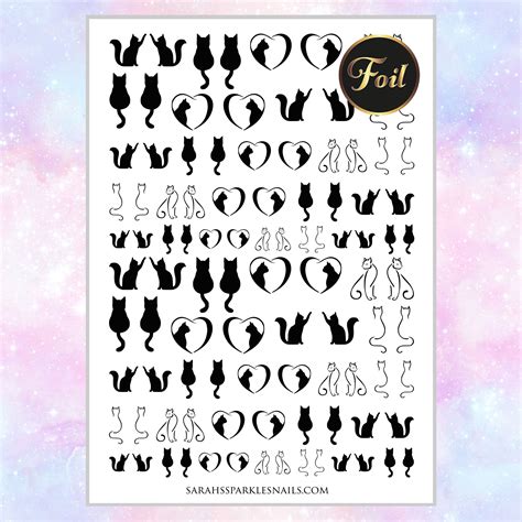 Cat Nail Decals Metallic Waterslide Decals for Nails - Etsy