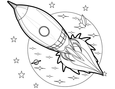 Printable Rocket Coloring Pages For Kids. Add some color to that Rocket!