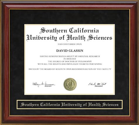 Southern California University of Health Sciences Mahogany Diploma Frame by Wordyisms