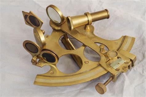 Brass nautical navigation tools - sextant - compass - telescopic ...