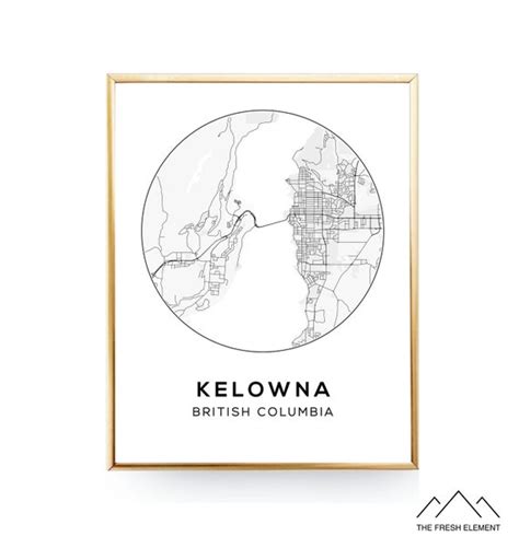 City Map of Kelowna Map Print Printable Wall Art Digital | Etsy