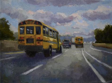 School Bus Painting by Frank Bruckmann | Saatchi Art