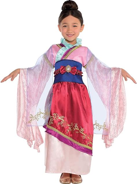 Disfraz de Mulan clásico para niñas, incluye un vestido detallado, un cinturón adjunto y una ...