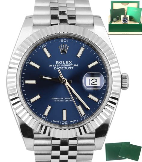 Rolex DateJust 41 126334 Blue Stainless Steel 18k Bezel Jubilee 41mm S