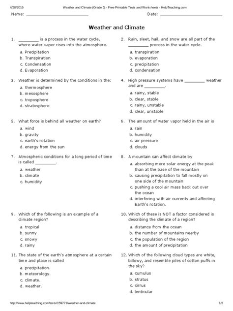 Worksheet Weather And Climate Worksheets Lets Talk About The — db-excel.com