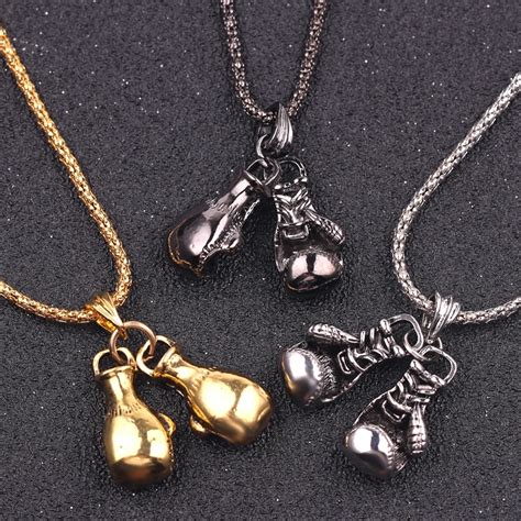 Mini Boxing Glove Necklace Gold Color Chain Pair Boxing Glove Pendant ...