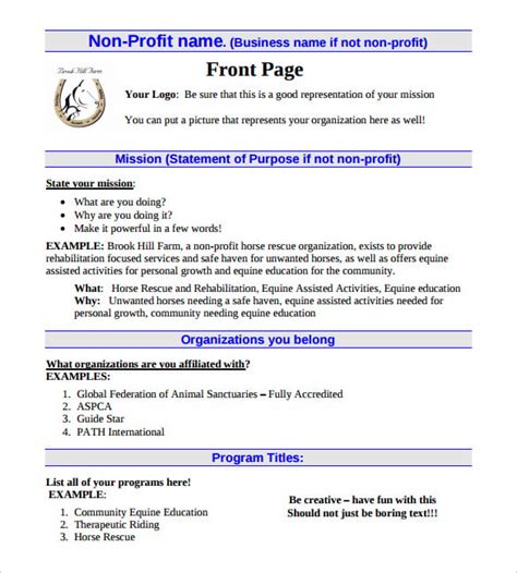 FREE 23+ Non Profit Business Plan Templates in PDF | Google Docs | MS ...