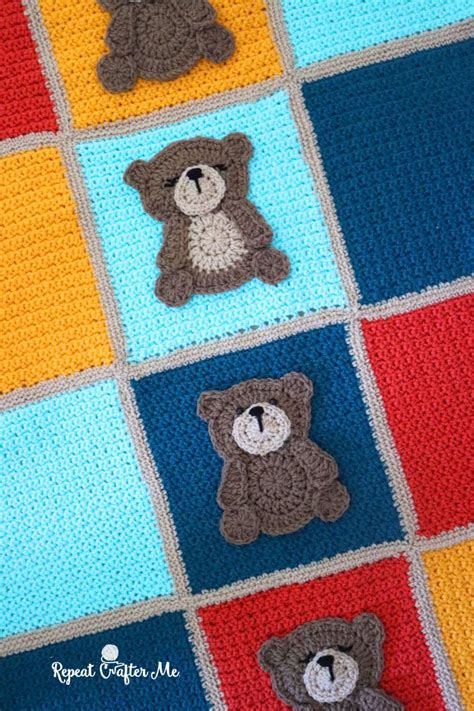 Crochet Teddy Bear Blanket - Repeat Crafter Me | Crochet teddy bear ...